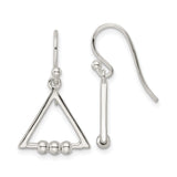 Sterling Silver Drop Earrings with Open Triangle Beaded Design, Minimalist Geometric Style