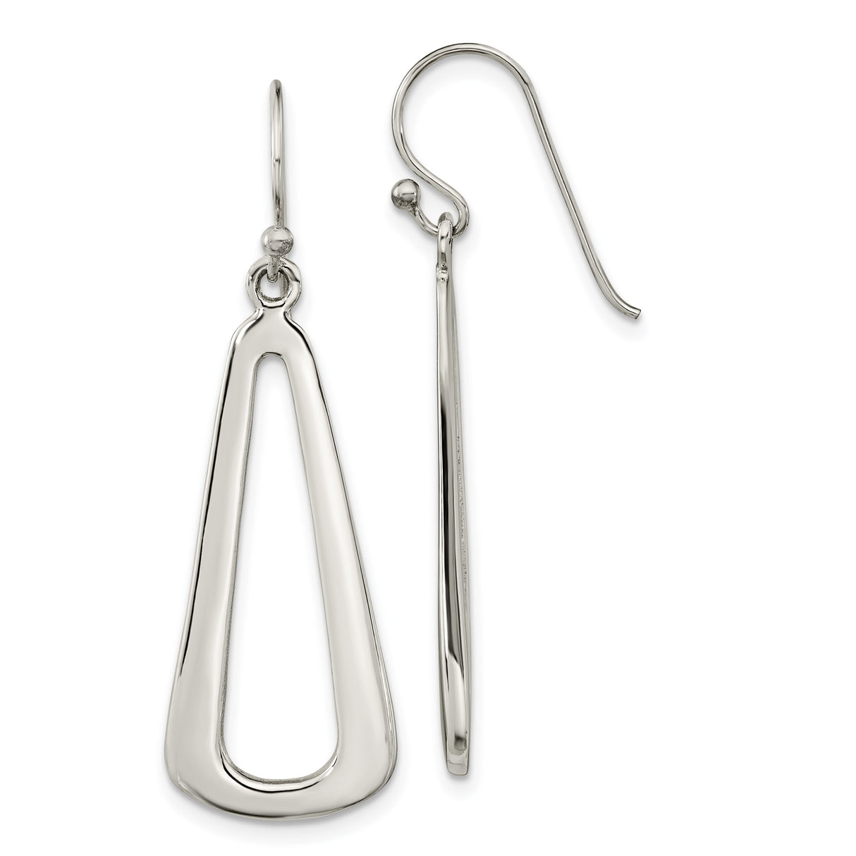 Sterling Silver Dangle Earrings with Open Teardrop Design, Lightweight Minimalist Style for Women