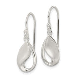 Sterling Silver Dangle Earrings with Open Teardrop Design, Satin and Polished Finish, Minimalist Style