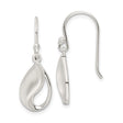 Sterling Silver Dangle Earrings with Open Teardrop Design, Satin and Polished Finish, Minimalist Style