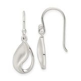 Sterling Silver Dangle Earrings with Open Teardrop Design, Satin and Polished Finish, Minimalist Style