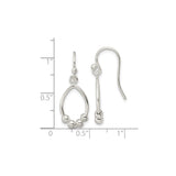 Sterling Silver Dangle Earrings, Open Teardrop Design with Polished Beads, Minimalist Style