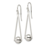 Sterling Silver Geometric Drop Earrings with Triangle and Sphere Design for Women