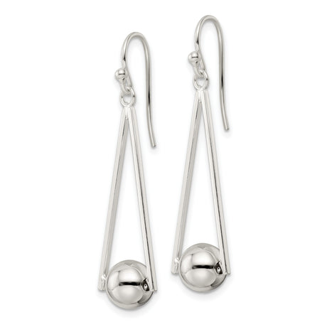 Sterling Silver Geometric Drop Earrings with Triangle and Sphere Design for Women