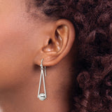 Sterling Silver Geometric Drop Earrings with Triangle and Sphere Design for Women