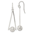 Sterling Silver Geometric Drop Earrings with Triangle and Sphere Design for Women