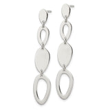 Sterling Silver Dangle Earrings with Modern Abstract Oval Links, Lightweight Geometric Design