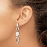 Sterling Silver Dangle Earrings with Modern Abstract Oval Links, Lightweight Geometric Design