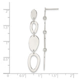 Sterling Silver Dangle Earrings with Modern Abstract Oval Links, Lightweight Geometric Design