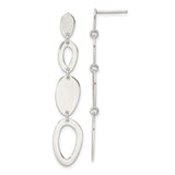 Sterling Silver Dangle Earrings with Modern Abstract Oval Links, Lightweight Geometric Design