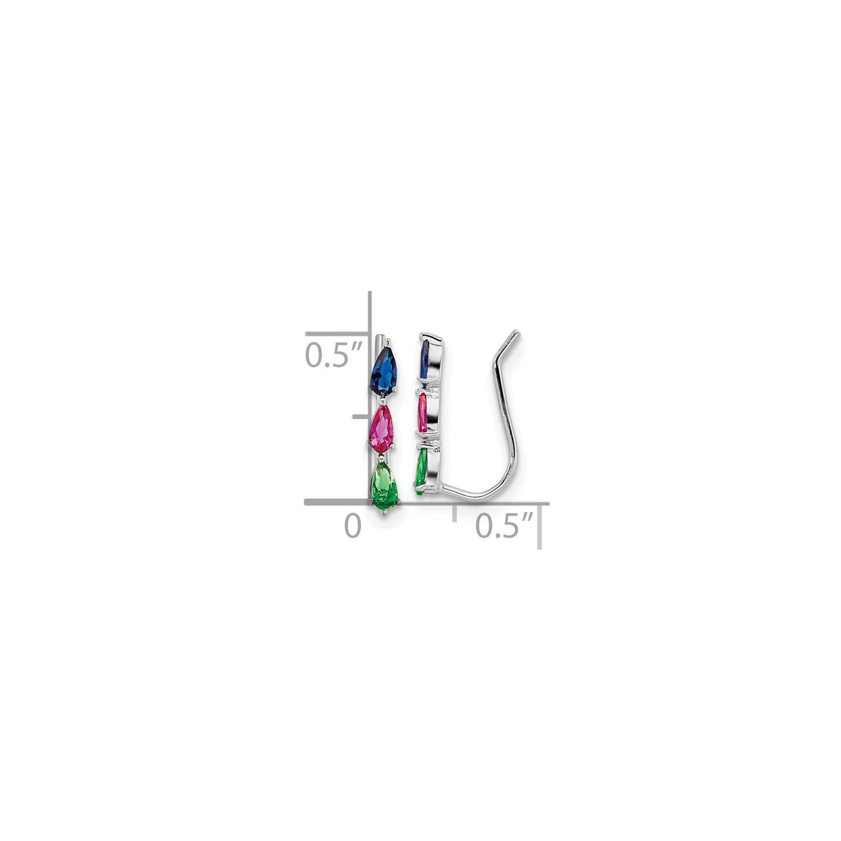 Sterling Silver Drop Earrings with Multicolor Pear Shaped Cubic Zirconia, Modern Design