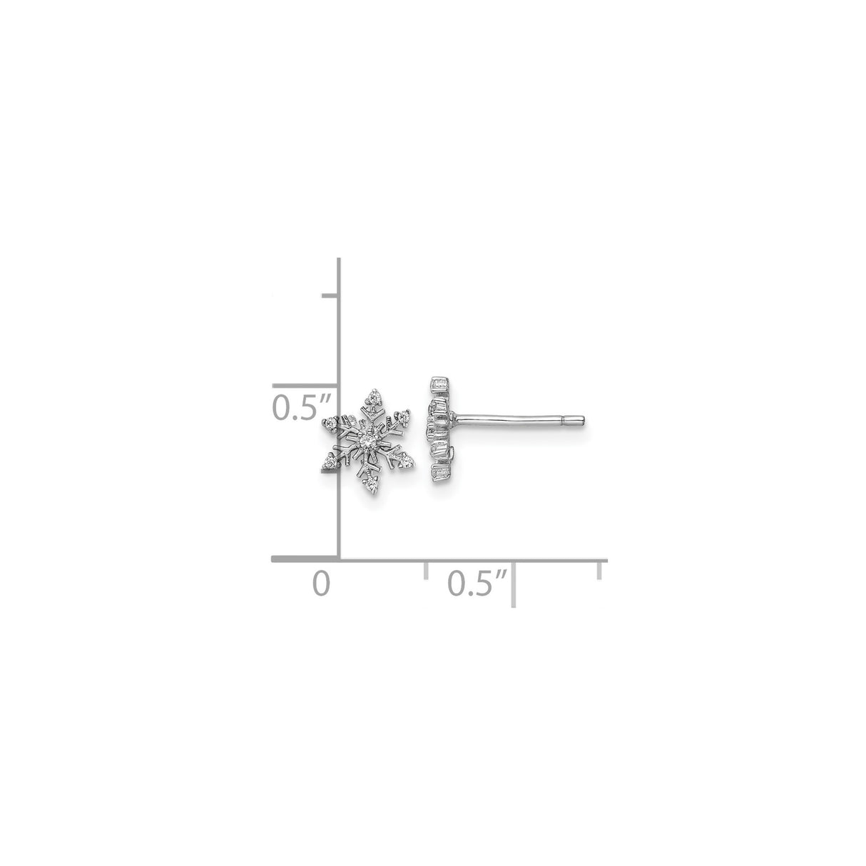 Sterling Silver Snowflake Stud Earrings with Cubic Zirconia Accents