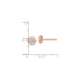 Sterling Silver Stud Earrings with Cubic Zirconia, Rose Gold Floral Cluster Design