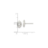 Sterling Silver Marquise Cut Stud Earrings with Cubic Zirconia and Beaded Edge