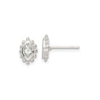 Sterling Silver Marquise Cut Stud Earrings with Cubic Zirconia and Beaded Edge