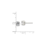 Sterling Silver Stud Earrings with Round Cubic Zirconia, Four Prong Setting, Filigree Basket Design