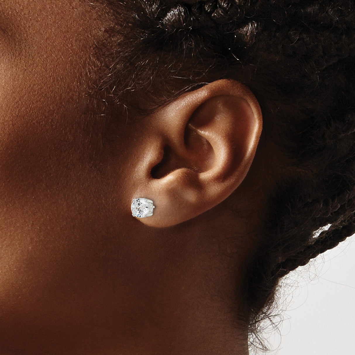 Sterling Silver Stud Earrings with Cubic Zirconia, Solitaire Four Prong Minimalist Design