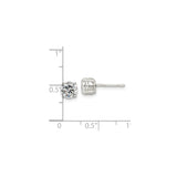 Sterling Silver Stud Earrings with Cubic Zirconia, Solitaire Four Prong Minimalist Design