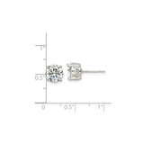 Sterling Silver Stud Earrings with Round Cubic Zirconia, Solitaire Four-Prong Setting, Minimalist Style