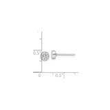 Sterling Silver Round CZ Stud Earrings Bezel Set Minimalist