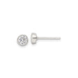 Sterling Silver Stud Earrings with Round Cut Clear Cubic Zirconia in Bezel Setting, Minimalist Silver Jewelry for Women, Classic Everyday Studs for Casual and Formal Wear, Timeless Elegant Design