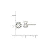 Sterling Silver Stud Earrings Heart Filigree CZ Four Prong