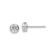 Sterling Silver Stud Earrings with Bezel Set Round Cubic Zirconia, Minimalist Design