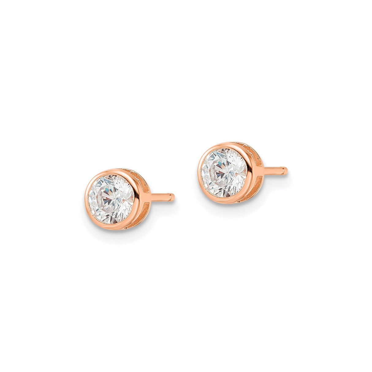 Sterling Silver Minimalist Rose Gold Stud Earrings With CZ