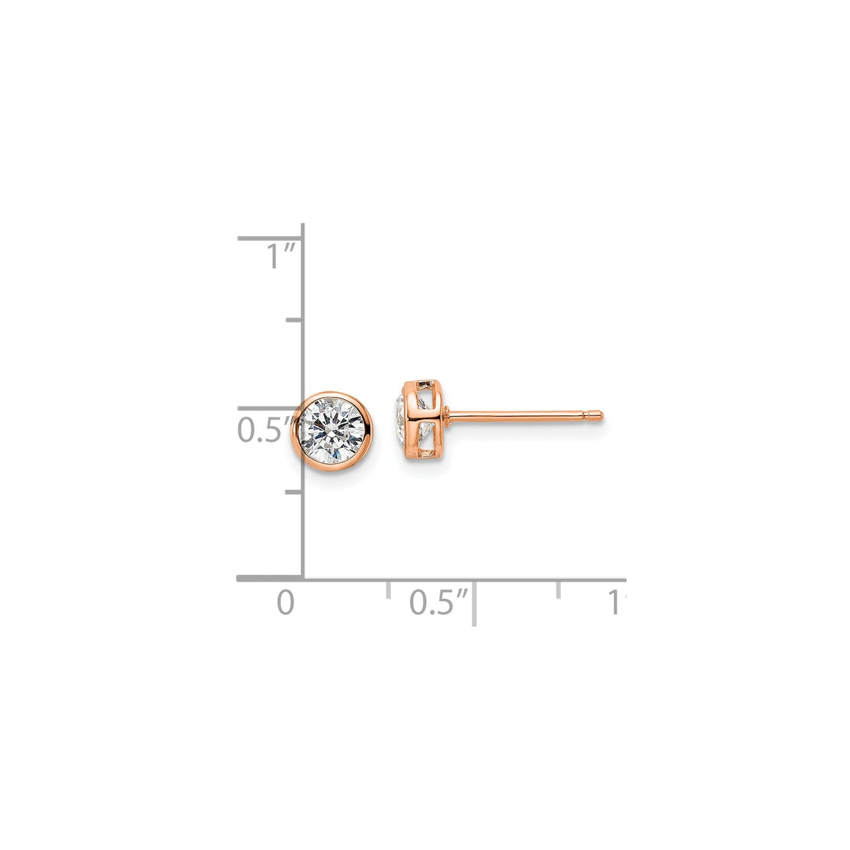 Sterling Silver Minimalist Rose Gold Stud Earrings With CZ