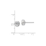 Sterling Silver Stud Earrings with Round Cut Cubic Zirconia in Bezel Setting, Minimalist Design