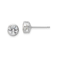 Sterling Silver Stud Earrings with Round Cut Cubic Zirconia in Bezel Setting, Minimalist Design