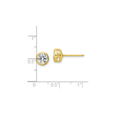 Sterling Silver Stud Earrings with Bezel Set Round Cubic Zirconia, Minimalist Modern Design