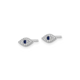 Sterling Silver Evil Eye Stud Earrings With Sapphire Center