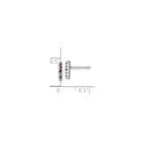Sterling Silver Rainbow Pride Bar Stud Earrings Colored CZ