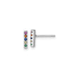 Sterling Silver Vertical Bar Stud Earrings with Multicolor CZ Crystals, Minimalist Rainbow Pride Jewelry for Women, Dainty Inclusive Post Earrings, Modern Daily Wear Sterling Studs