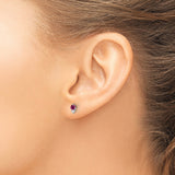 Sterling Silver Stud Earrings with Round Pink Cubic Zirconia and Pear-Shaped Clear Stone