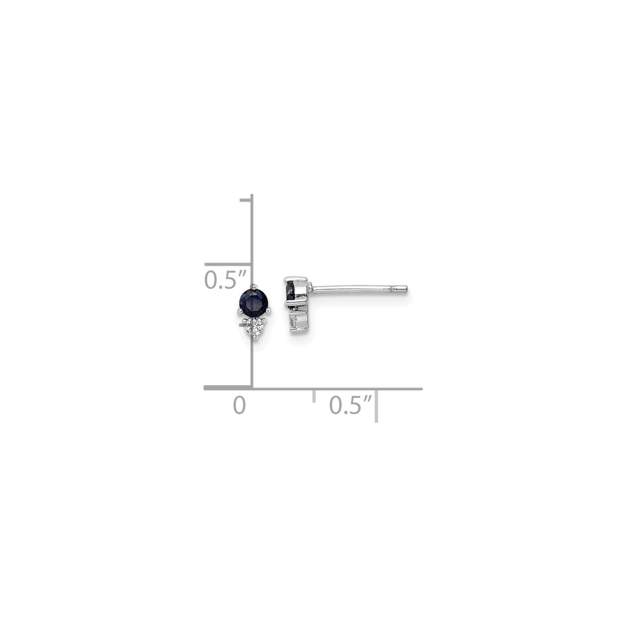 Sterling Silver Stud Earrings with Blue Sapphire and Cubic Zirconia Accents
