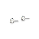 Sterling Silver Stud Earrings with Round Cut Crystal, Prong Setting, Minimalist Design
