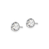 Sterling Silver Stud Earrings with Faceted Clear Crystal in Classic Prong Setting