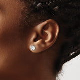 Sterling Silver Stud Earrings with Faceted Clear Crystal in Classic Prong Setting
