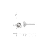 Sterling Silver Stud Earrings with Faceted Clear Crystal in Classic Prong Setting