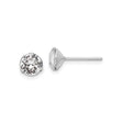 Sterling Silver Stud Earrings with Faceted Clear Crystal in Classic Prong Setting