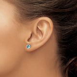 Sterling Silver Bezel Round Blue Gemstone Stud Earrings