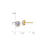 Sterling Silver Stud Earrings with Light Purple Cubic Zirconia and Halo Design