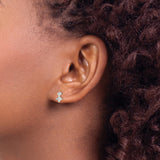Sterling Silver Drop Stud Earrings with Round and Princess Cut Cubic Zirconia Stones