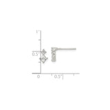 Sterling Silver Drop Stud Earrings with Round and Princess Cut Cubic Zirconia Stones