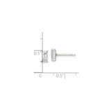 Sterling Silver Rectangle Stud Earrings with Cubic Zirconia, Minimalist Geometric Design