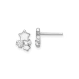 Sterling Silver Star Stud Earrings with Cubic Zirconia, Trio Star Celestial Design