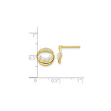 Sterling Silver Stud Earrings with Cubic Zirconia and Pearl Accents, Circular Gold Tone Design