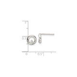 Sterling Silver Stud Earrings with Cubic Zirconia, Open Swirl Design, Modern Circular Style